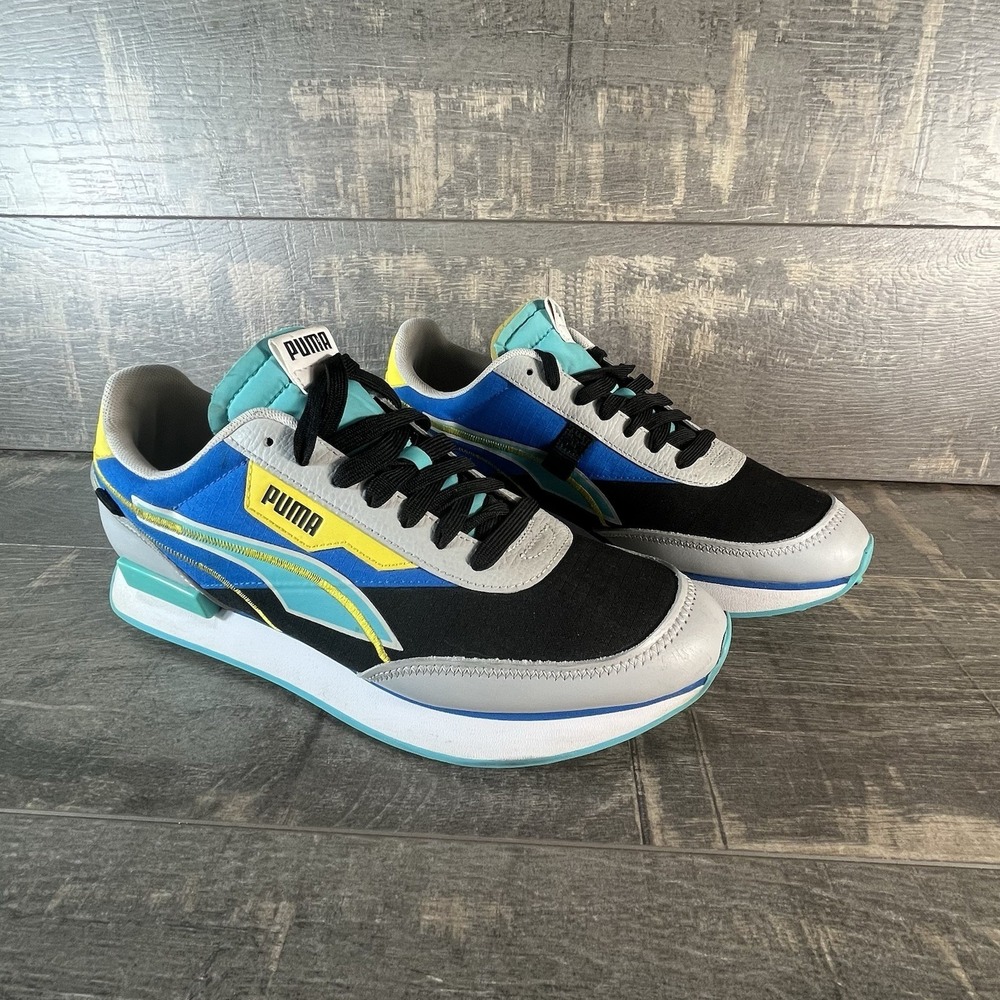 Puma Retro Runner Sneakers Colorblock Blue Yellow Black Mens 9.5 - Picture 12 of 12